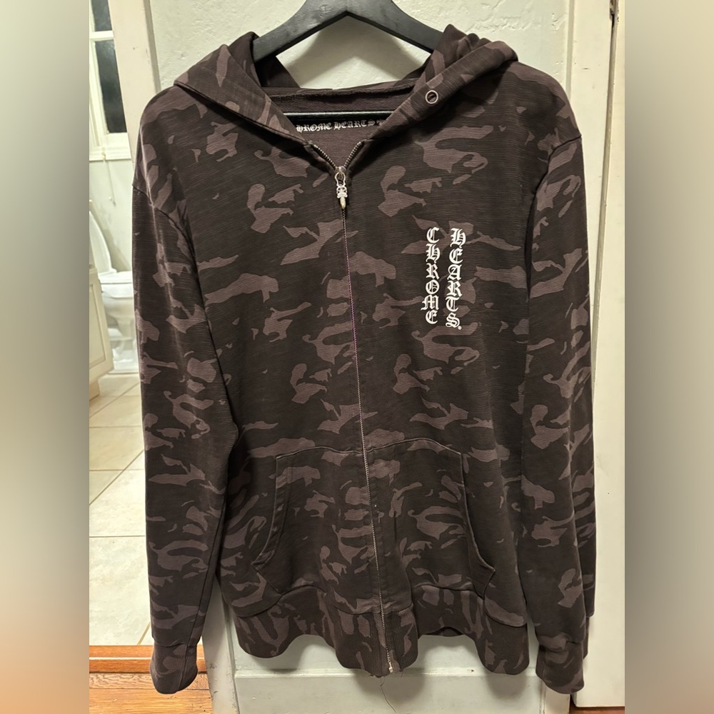 Chrome hearts hoodie camo zip up